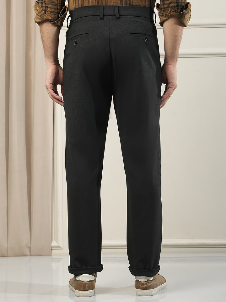 Black Textured Knitted Trousers