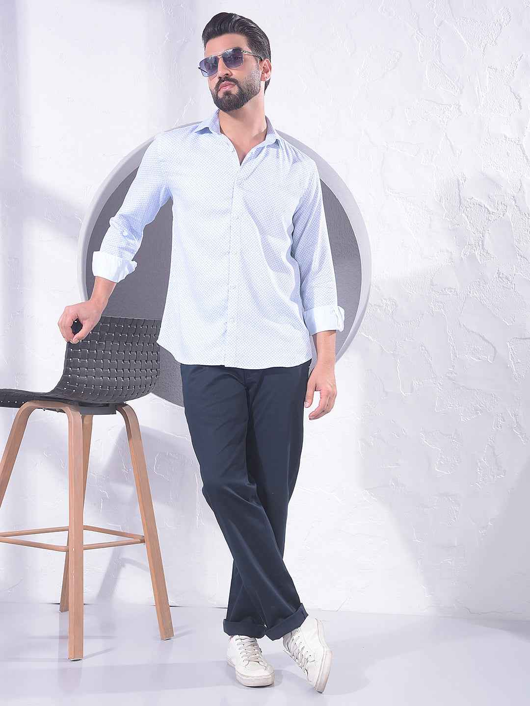 Blue Creative Printed Shirt