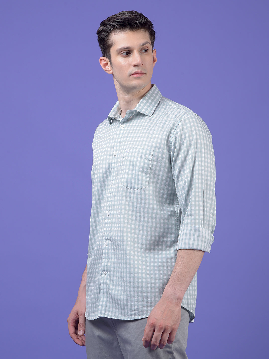 Green Checked 100% Cotton Shirt