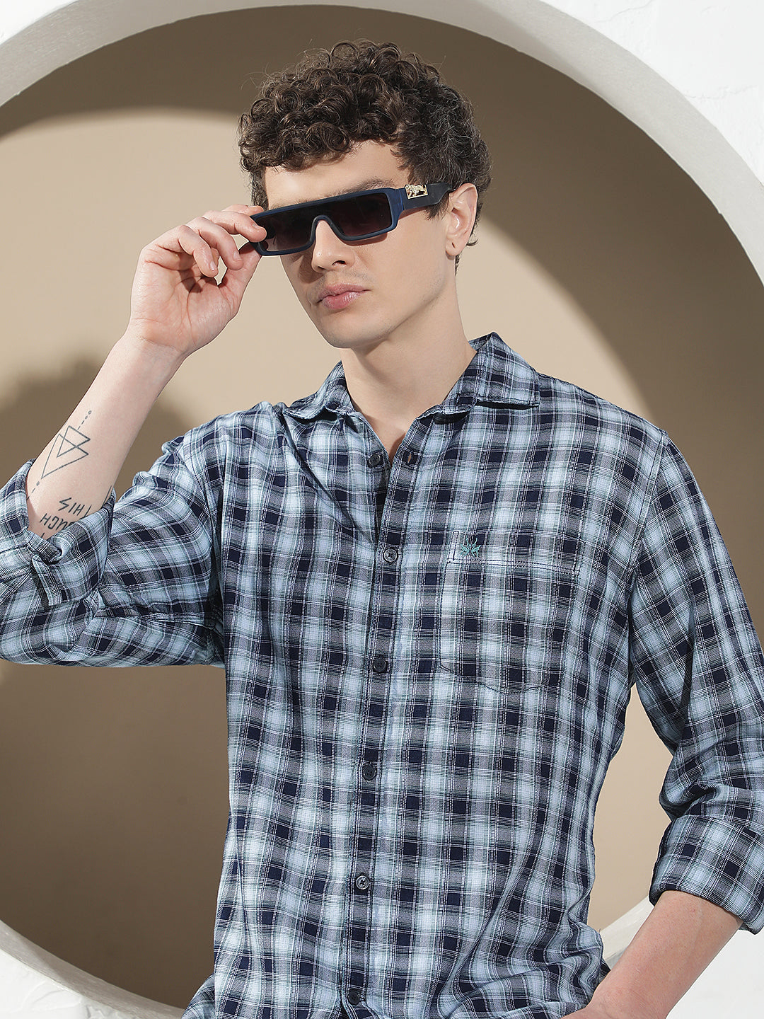 Blue Checked 100% Cotton Shirt