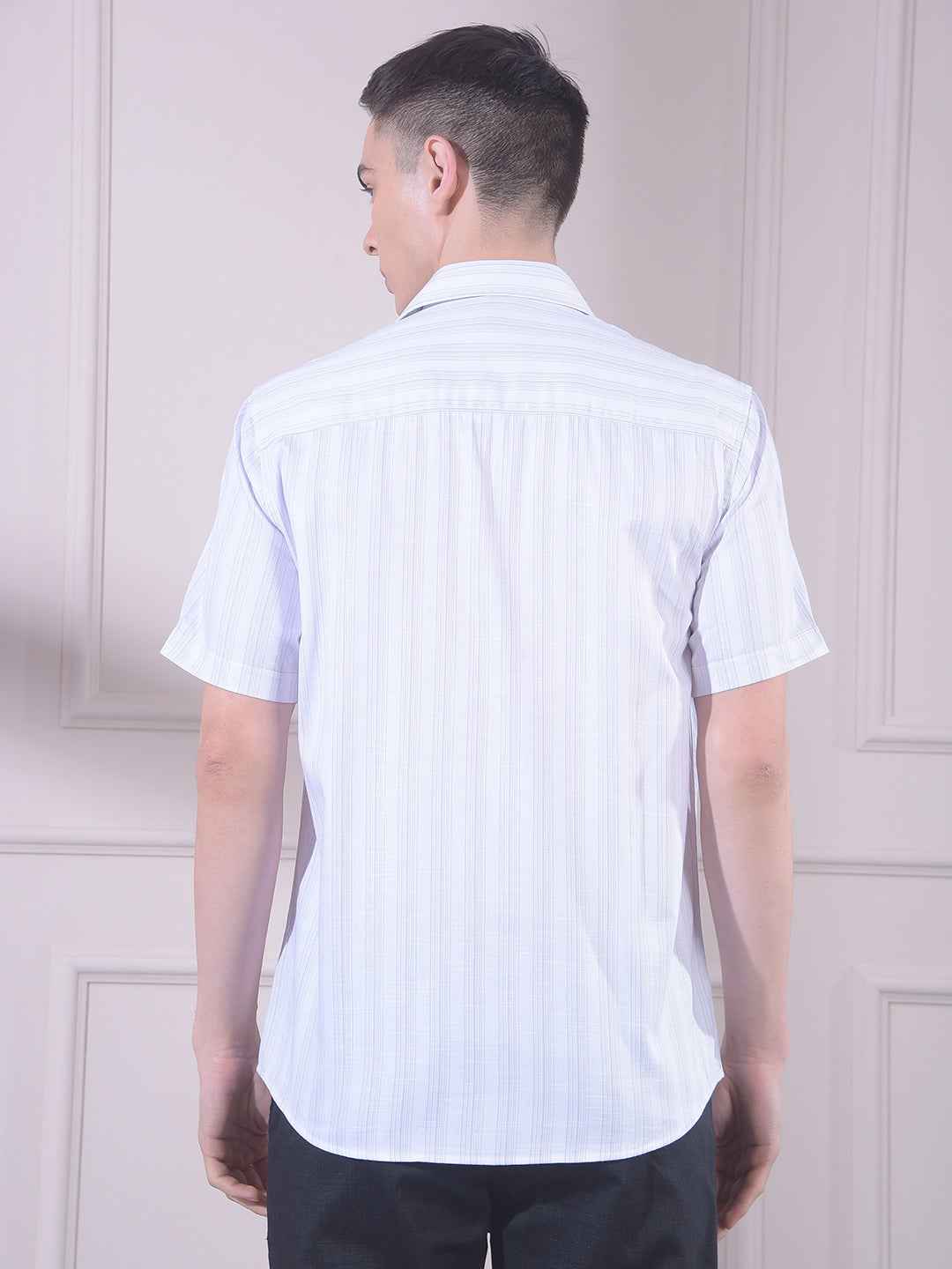 White Vertical Stripes 100% Cotton Shirt