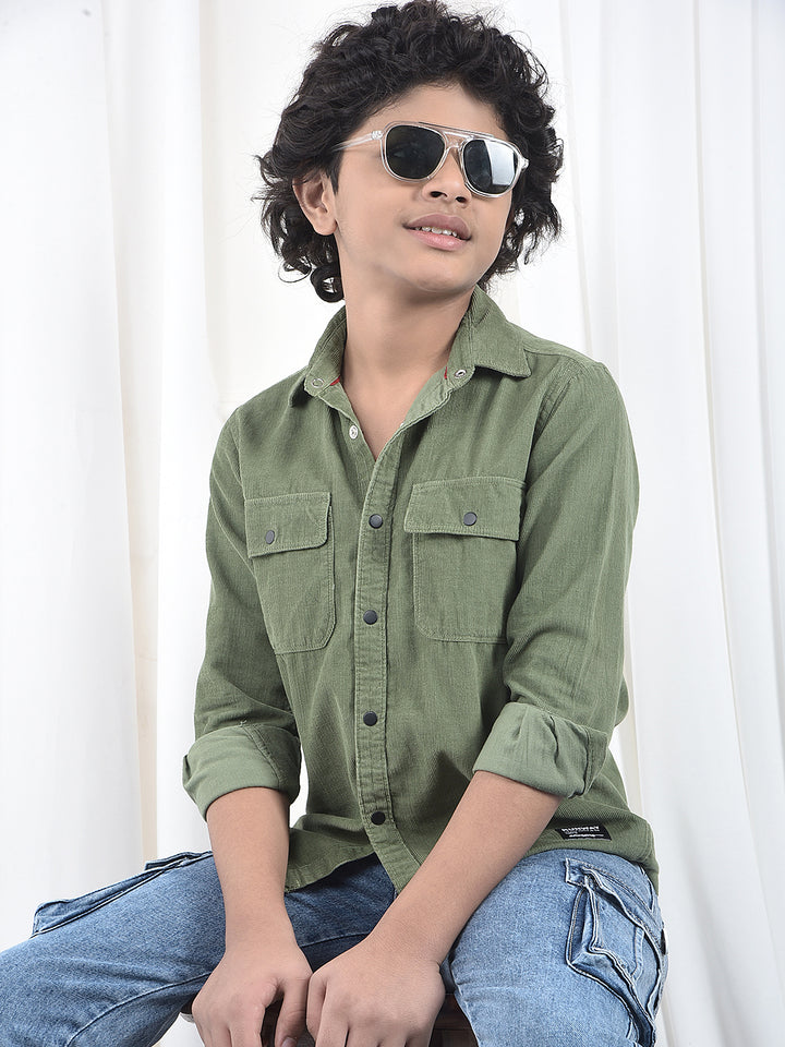 Green 100% Cotton Corduory Shirt
