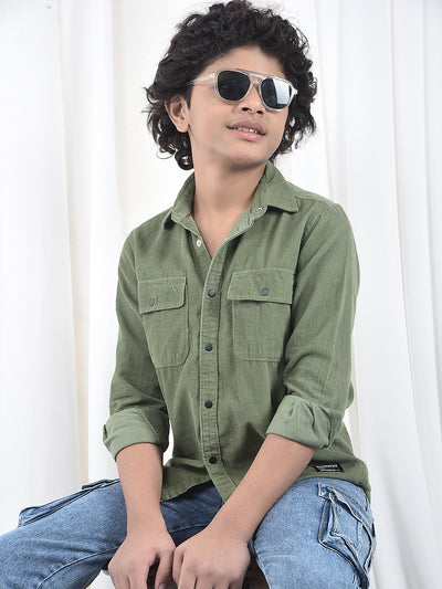 Green 100% Cotton Corduory Shirt