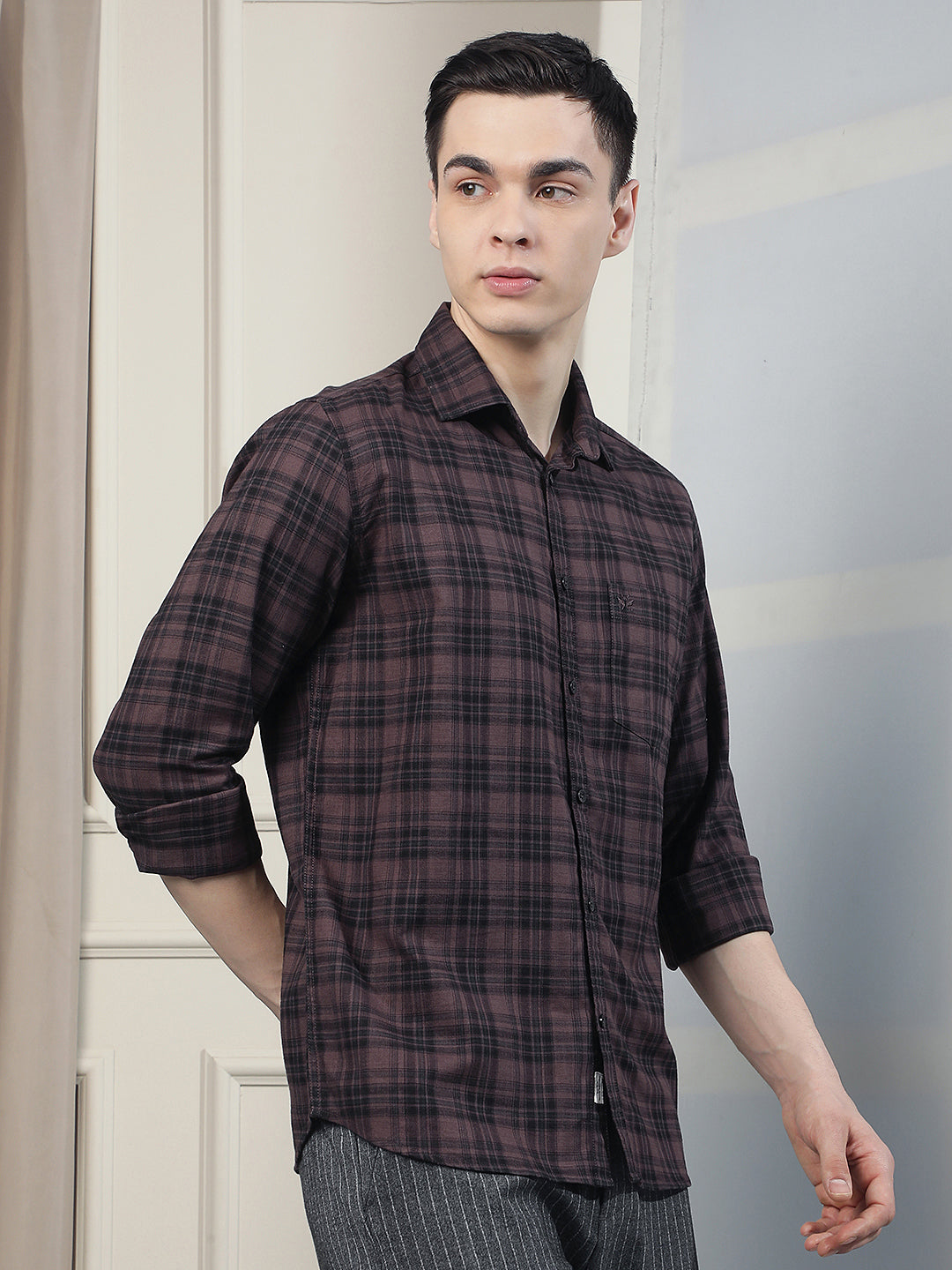 100% Cotton Wine Checked Shirt