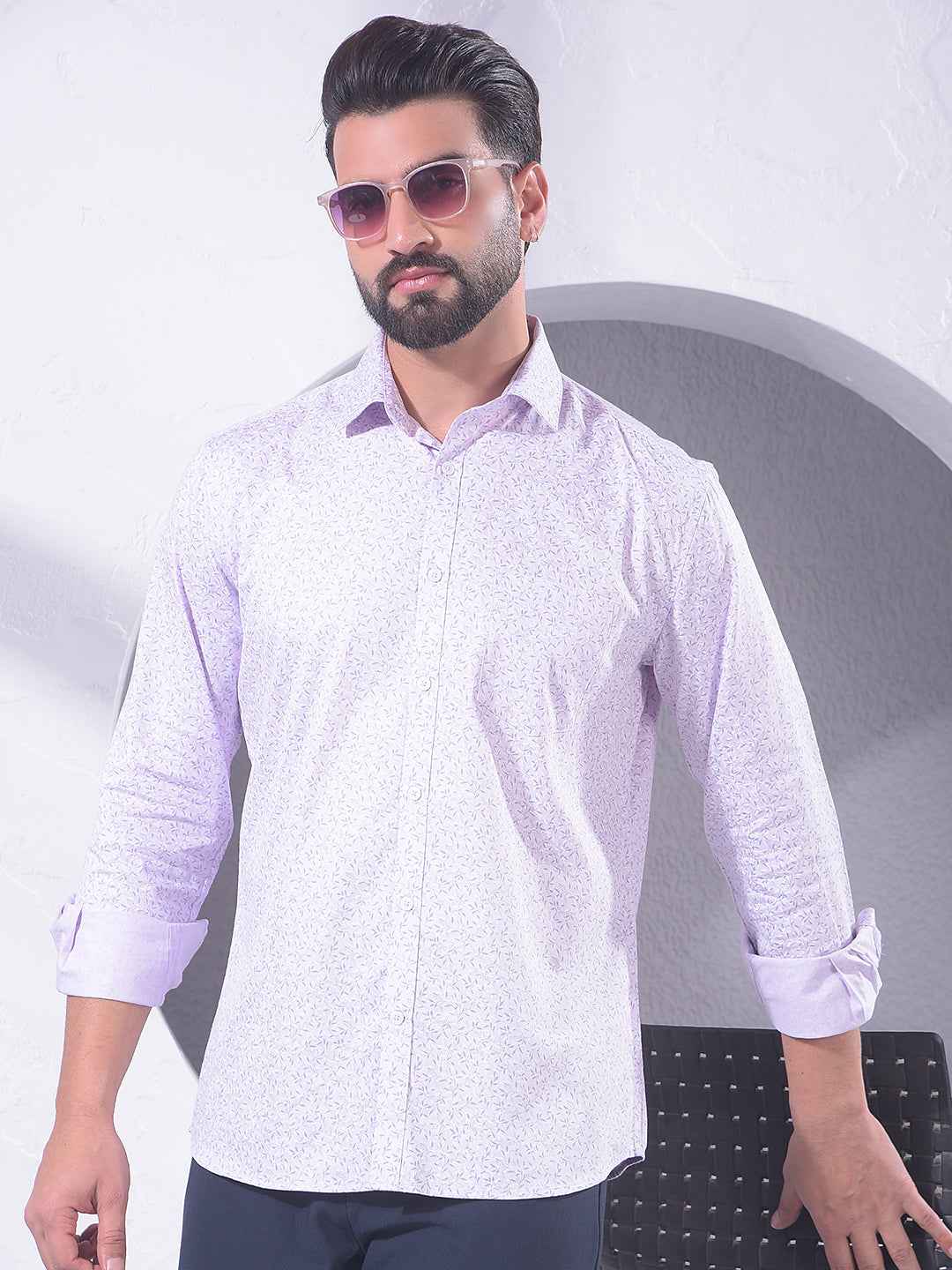 Purple Floral Print Shirt