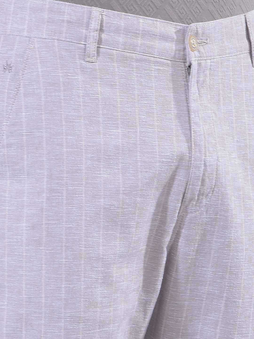 Khaki Vertical Striped Travel Fit Trousers