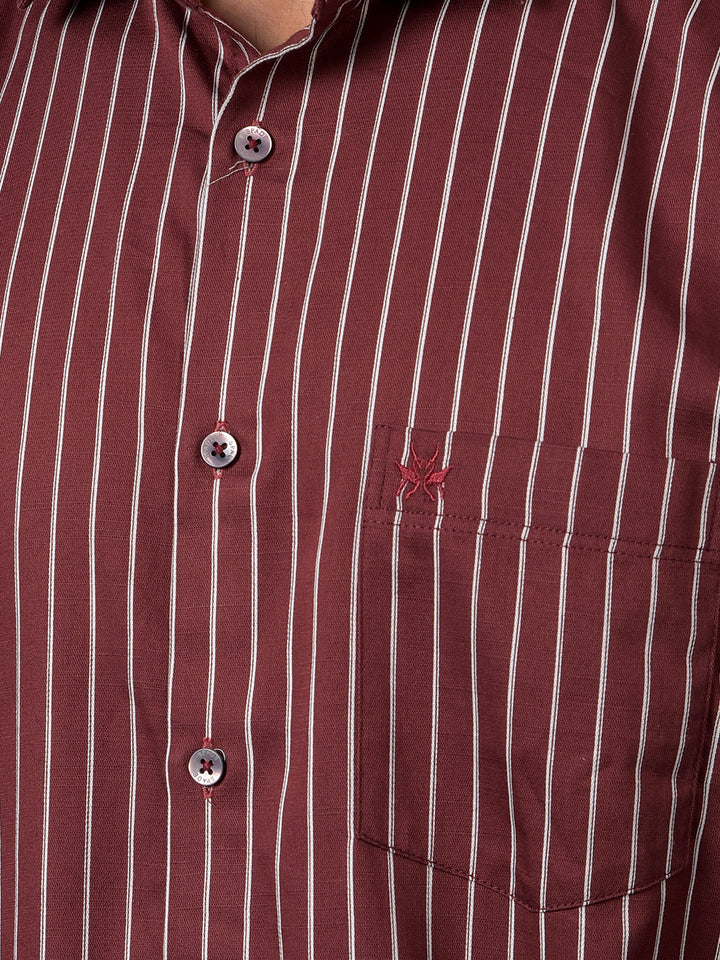 Maroon Vertical Stripes Shirt