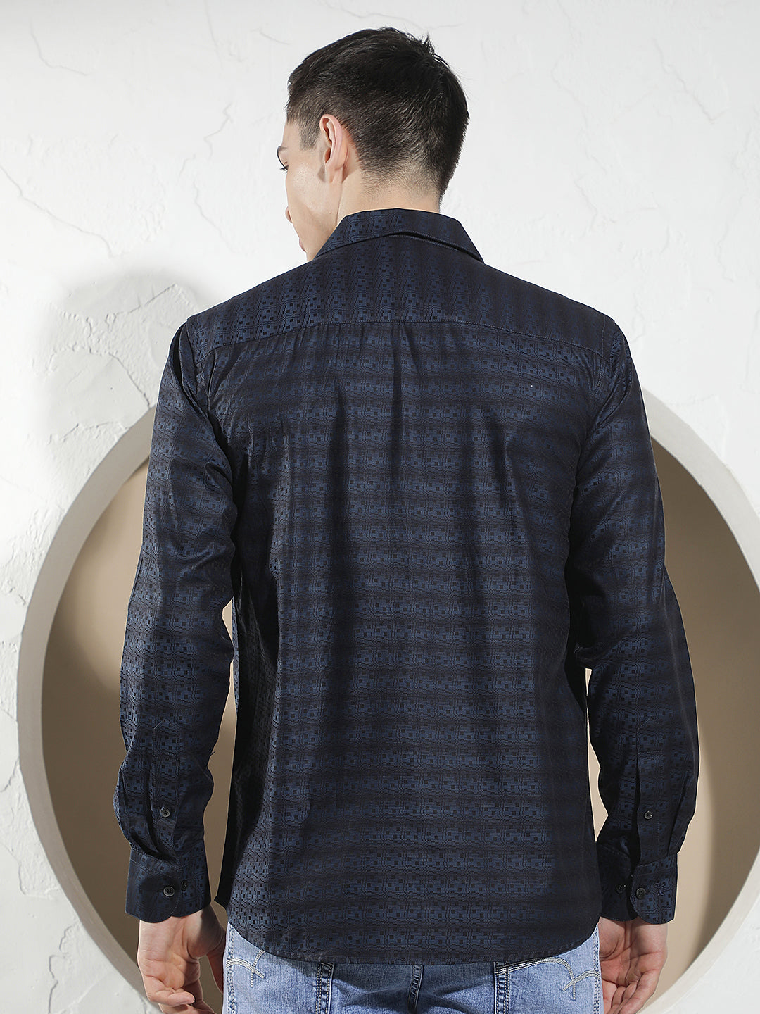 Blue Printed 100% Cotton Shirt