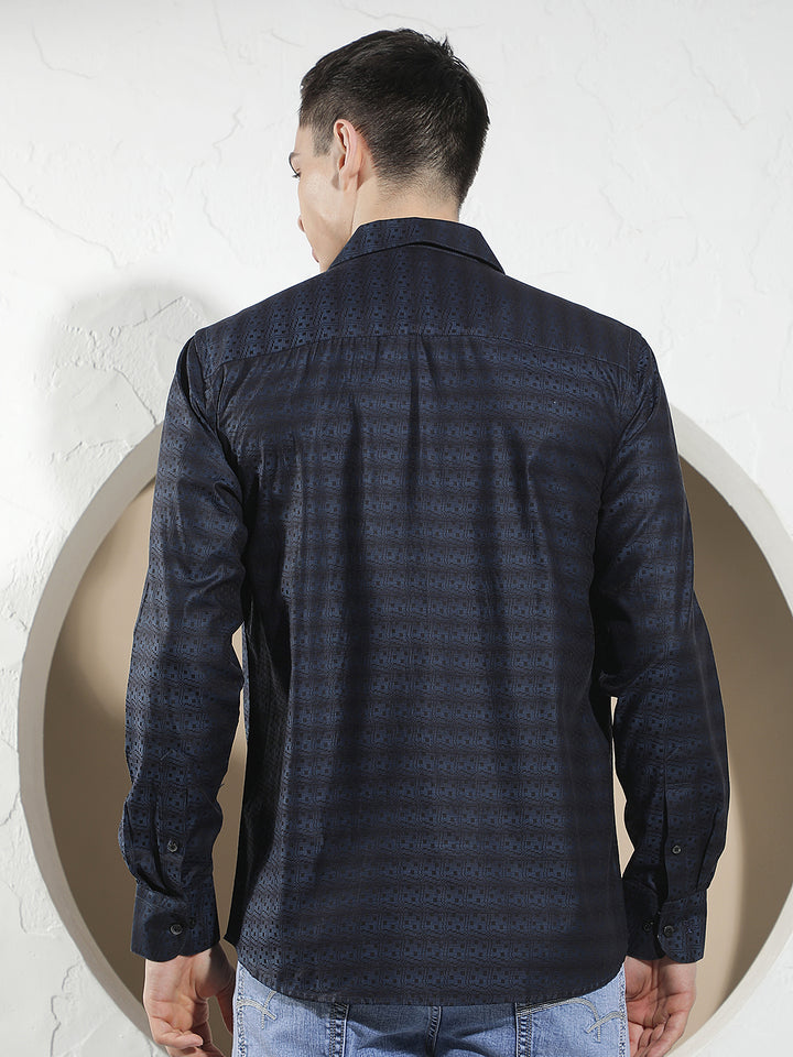Blue Printed 100% Cotton Shirt