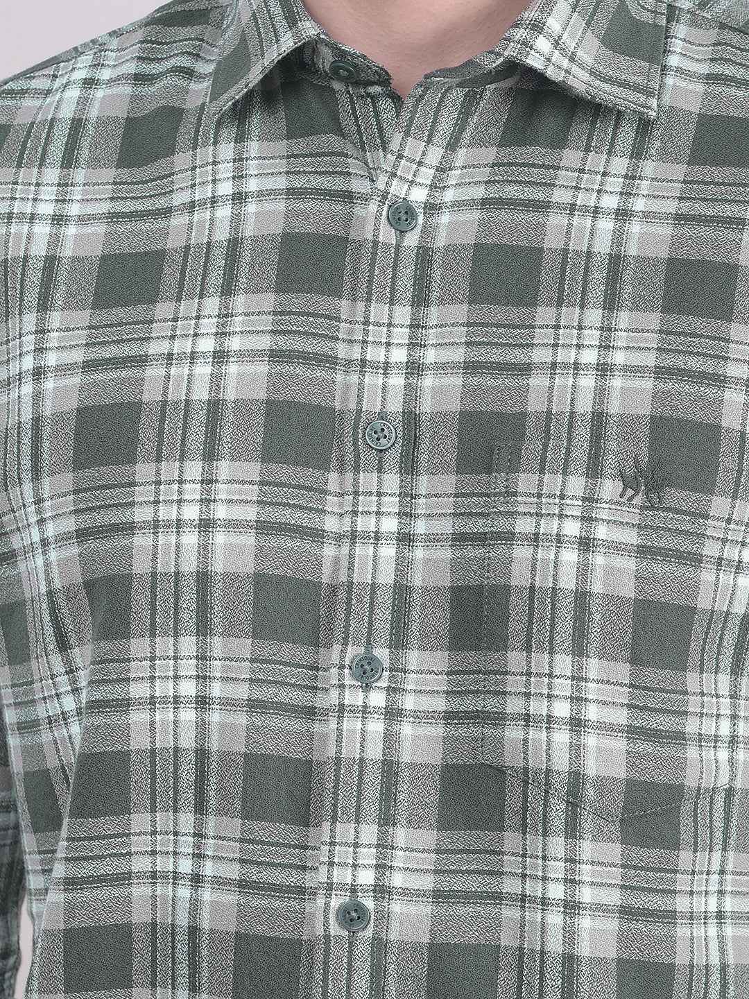 Green Checked 100% Cotton Shirt