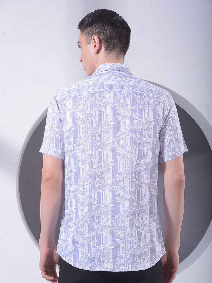 Purple Floral Print 100% Cotton Shirt
