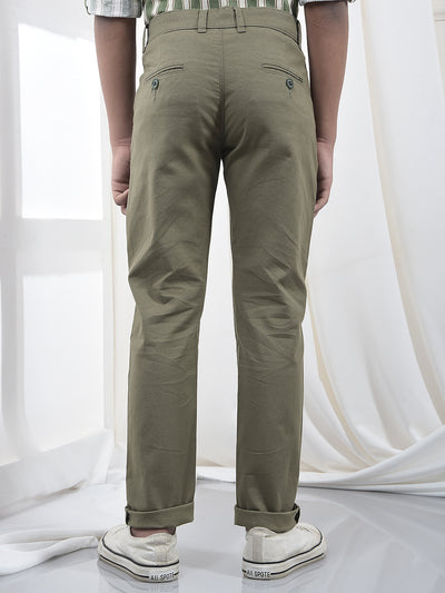 Olive Vertical Stripes Trousers
