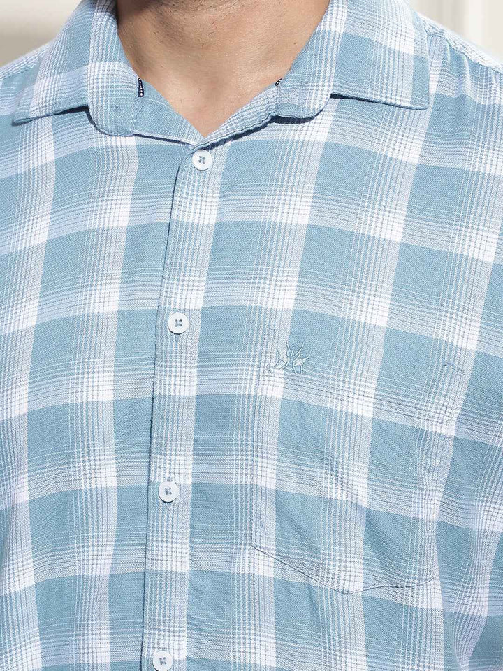 Blue Checked 100% Cotton Shirt