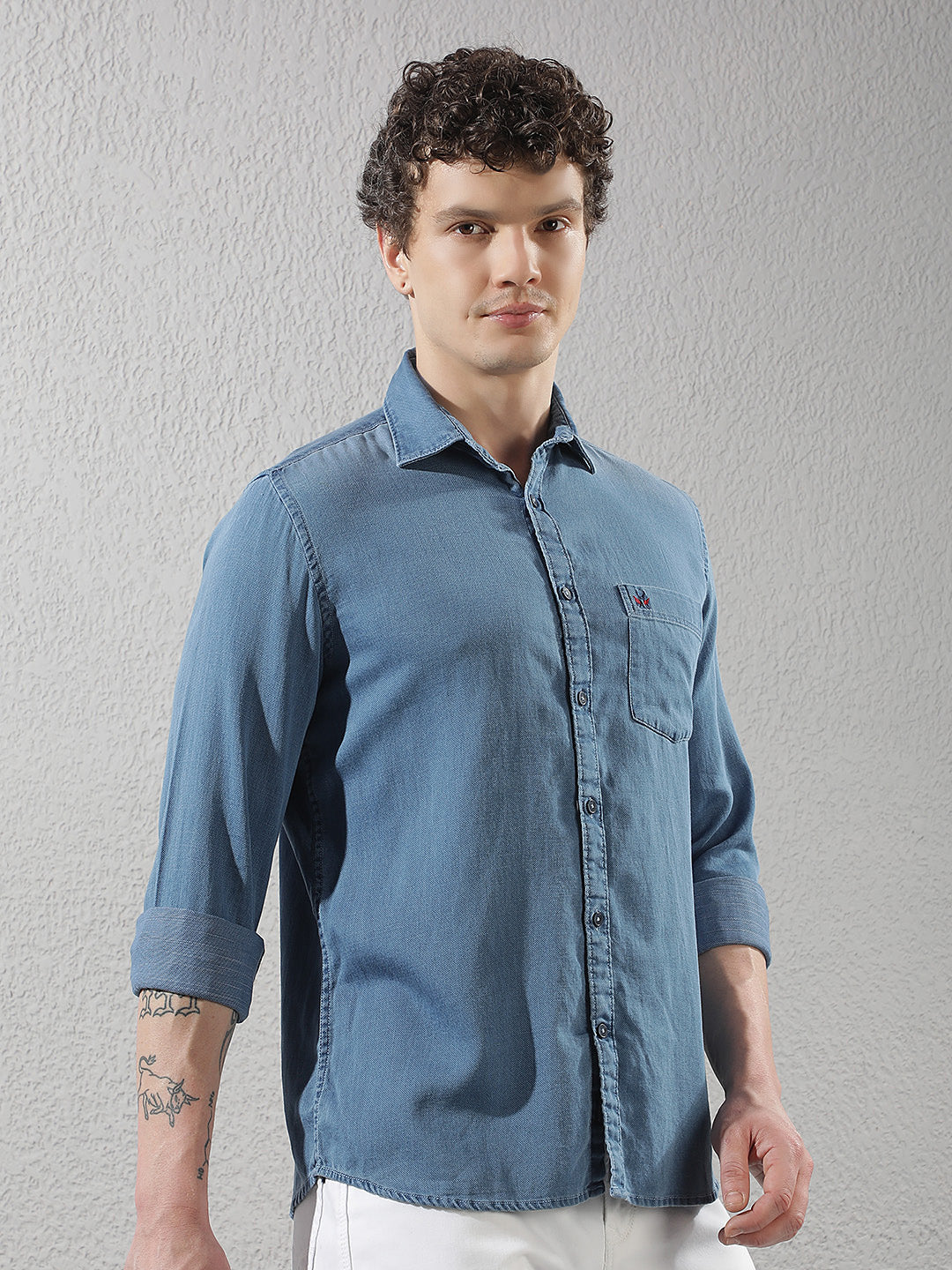 Blue 100% Cotton Denim Shirt