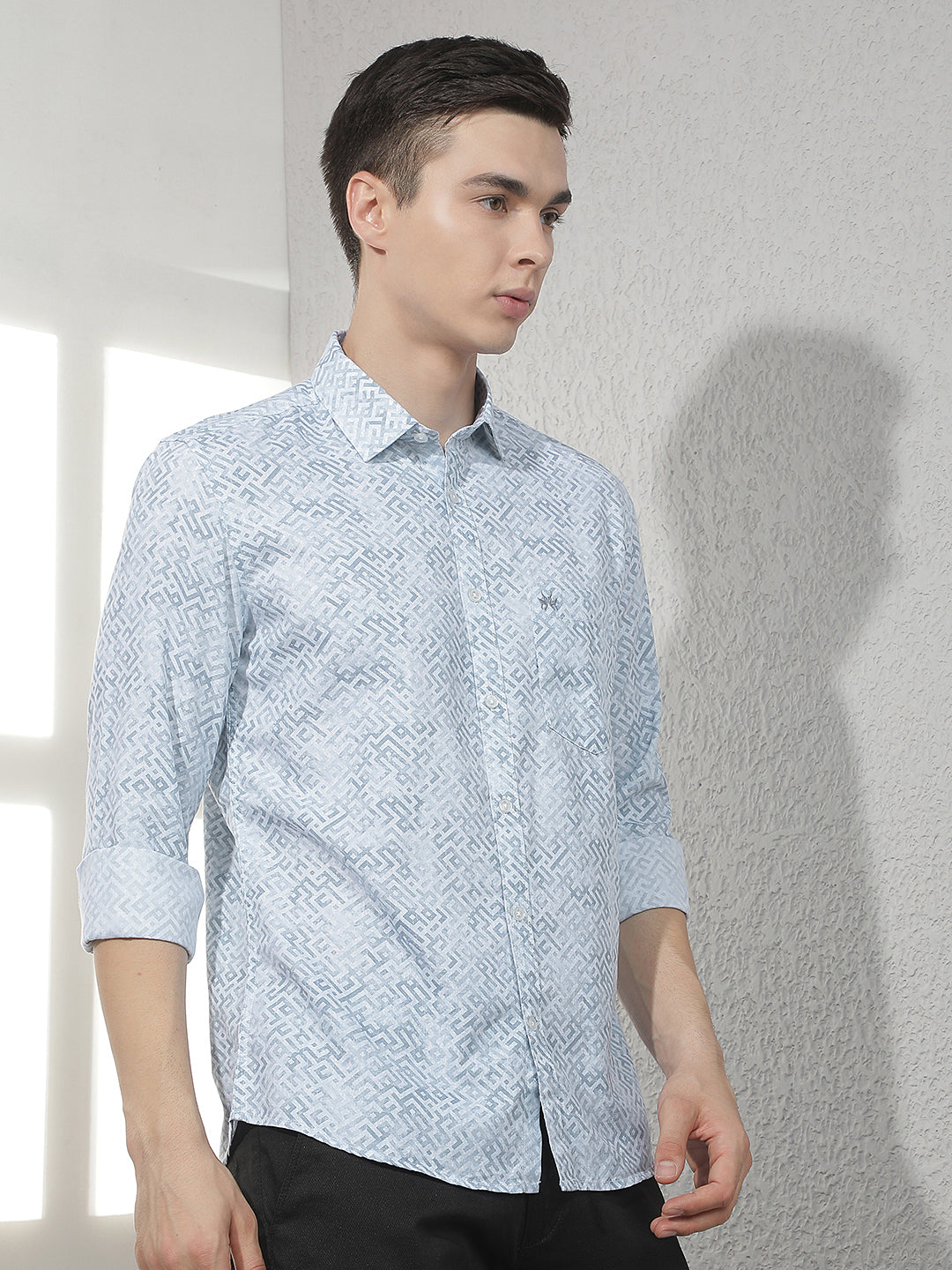Sky Blue Abstract Print Shirt