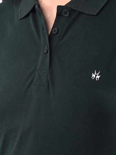 Green Cotton T-Shirt-Women T-shirts-Crimsoune Club