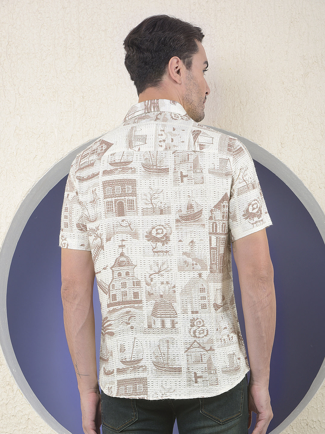 Vintage Harbor Printed Brown Shirt
