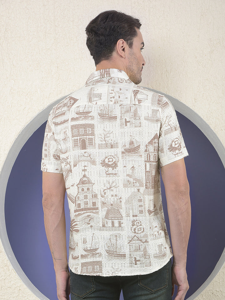 Vintage Harbor Printed Brown Shirt