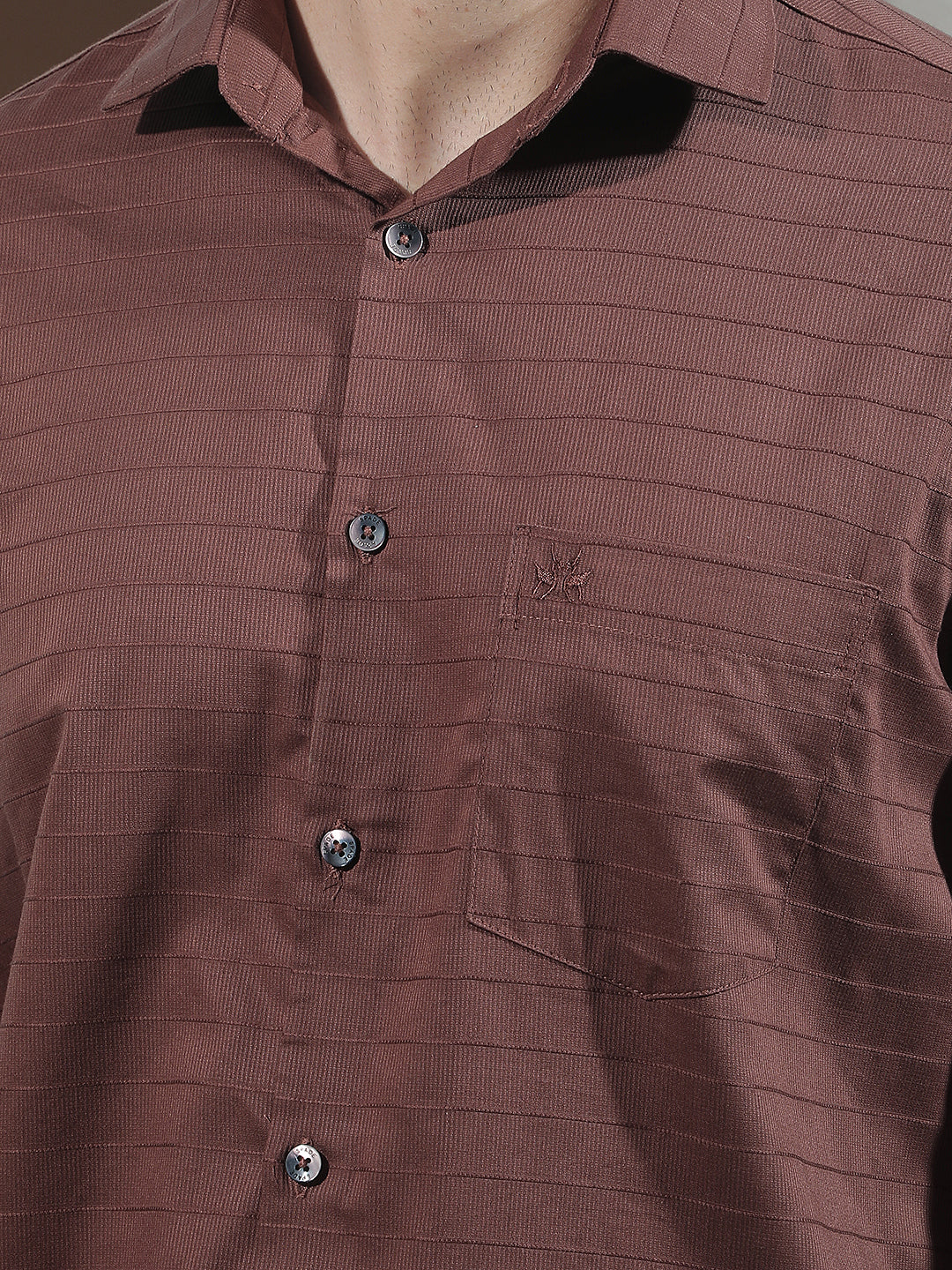 Brown Horizontal Stripes Shirt
