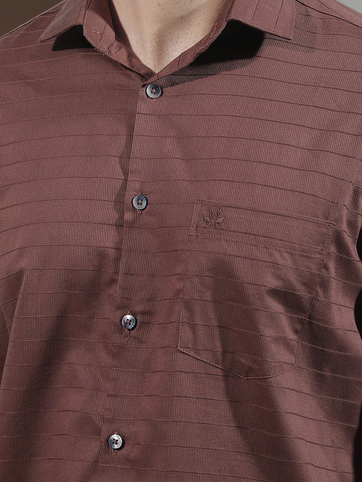 Brown Horizontal Stripes Shirt