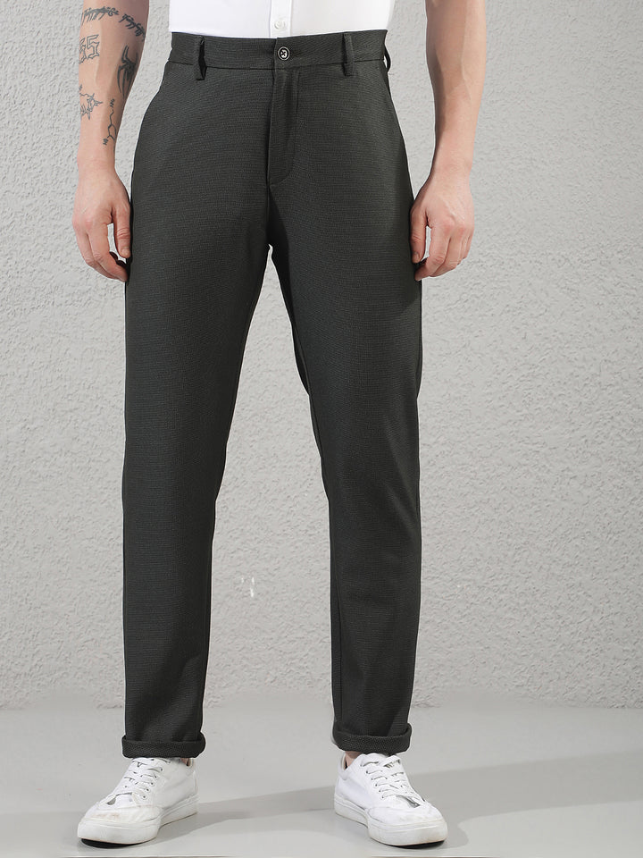 Minimalist Leaf Green Printed Trousers