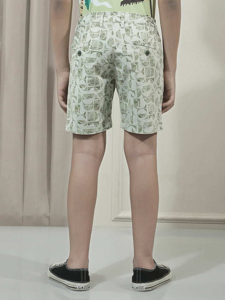 Green 100% Cotton Graphic Printed Shorts