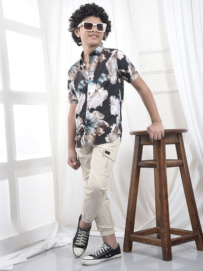 Brown Floral Print Shirt