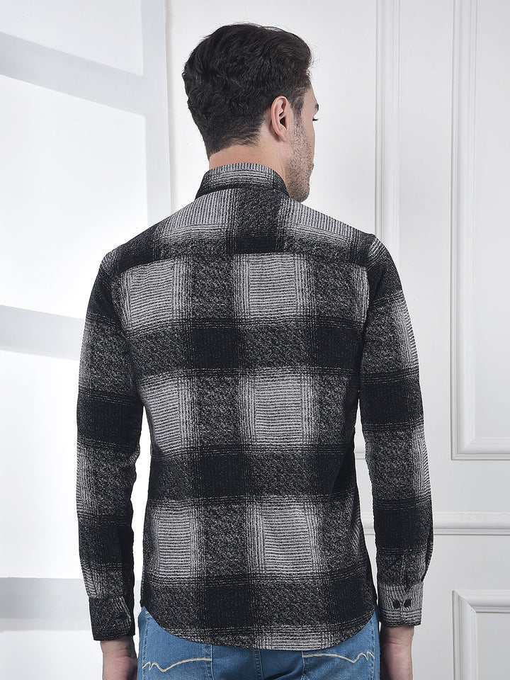 Black Checked 100% Cotton Corduroy Shirt