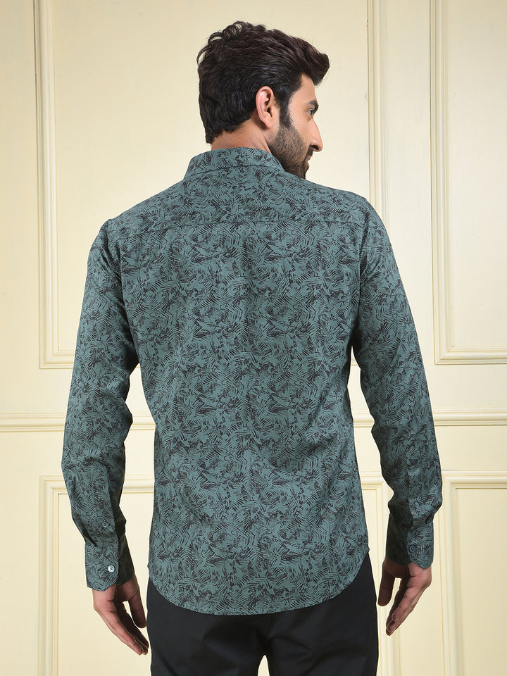 Fine Line Green Floral Print Shirt