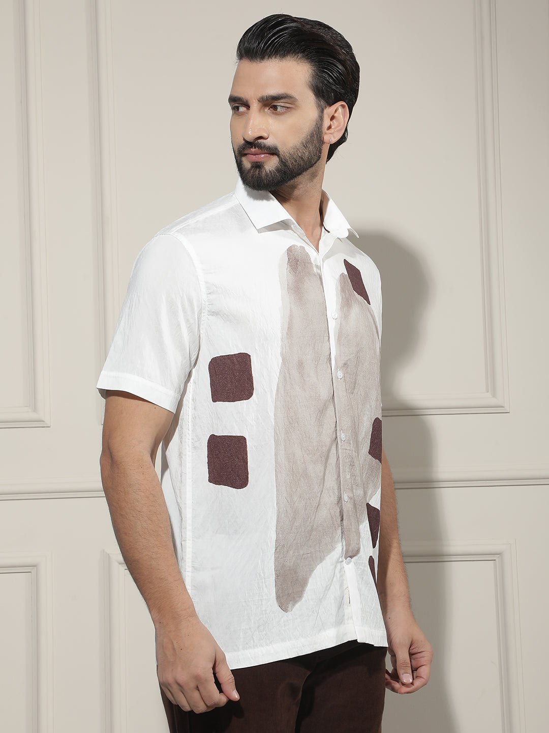 Luxe Hazelwood Brown Printed Shirt
