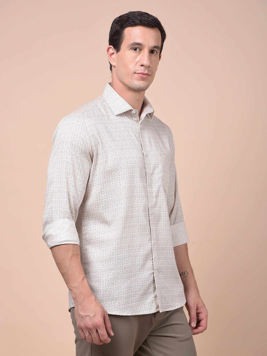 Sleek Silhouette Brown Printed Shirt