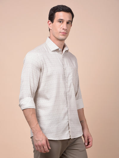 Sleek Silhouette Brown Printed Shirt