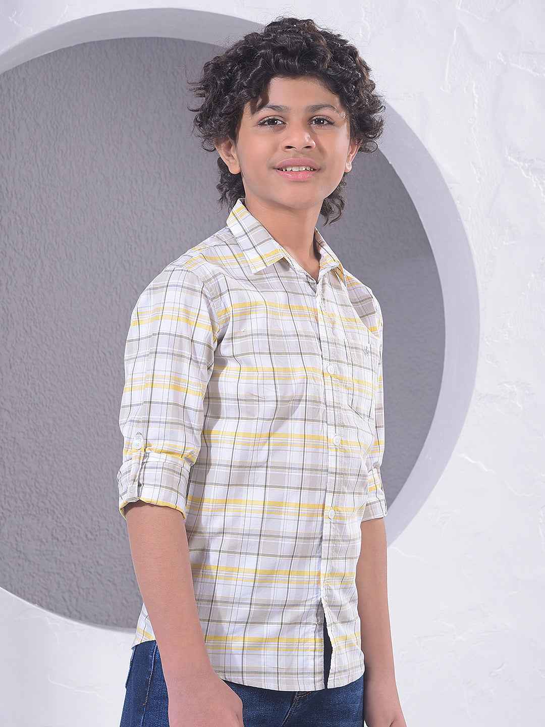 Yellow Checked 100% Cotton Shirt