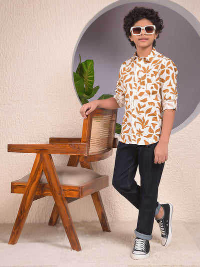 Brown Floral Print Shirt