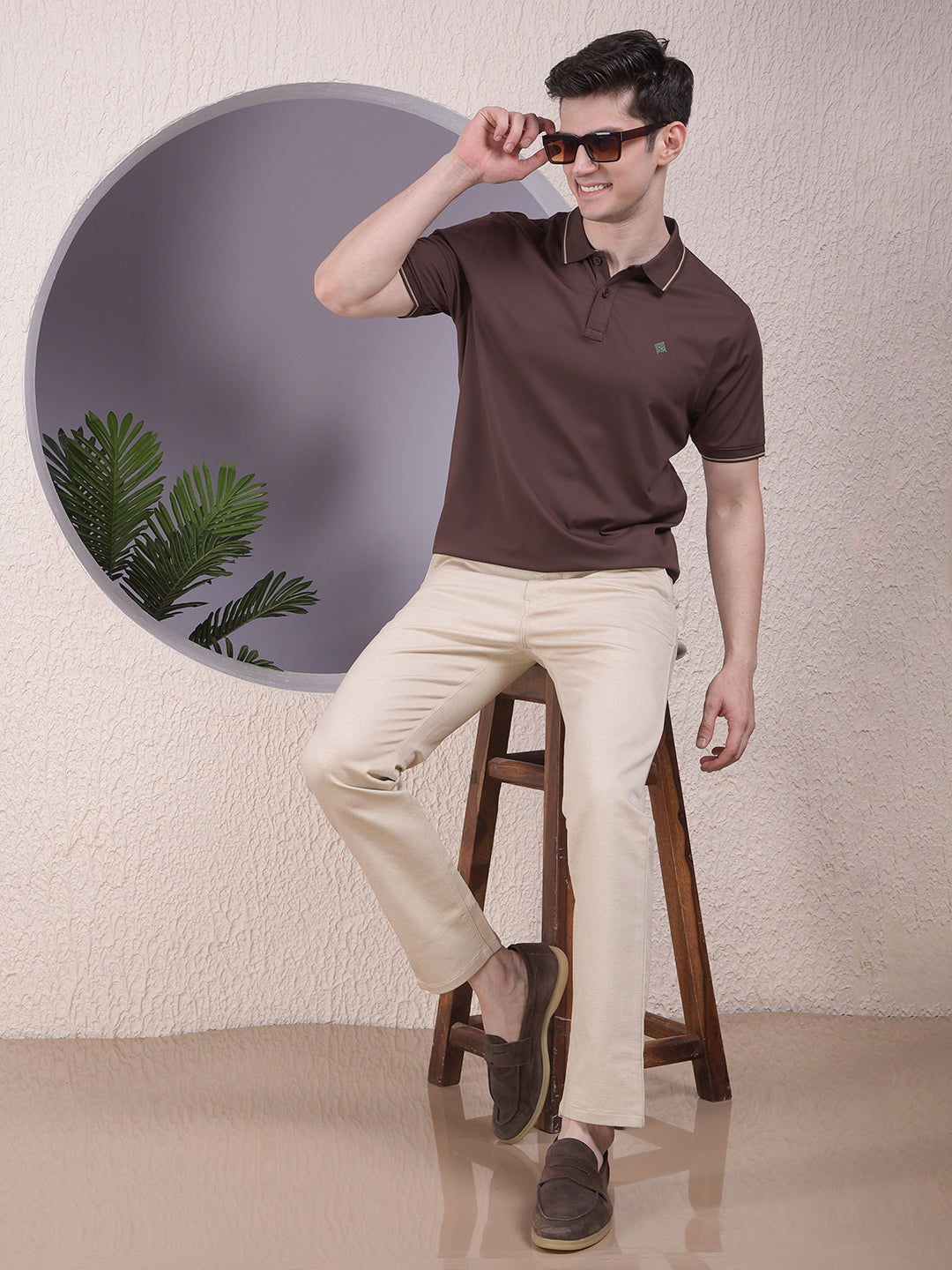 Brown Polo-Neck T-Shirt
