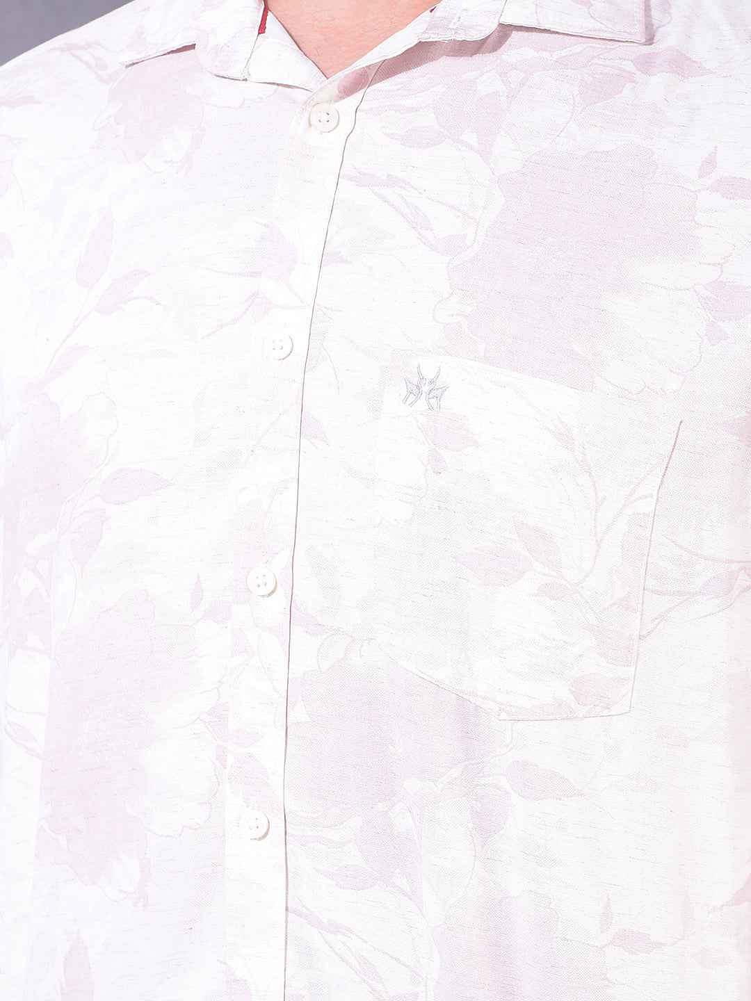 Pink Floral Print Linen Shirt