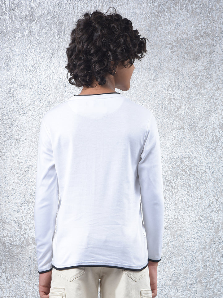 White Graphic Print 100% Cotton T-Shirt