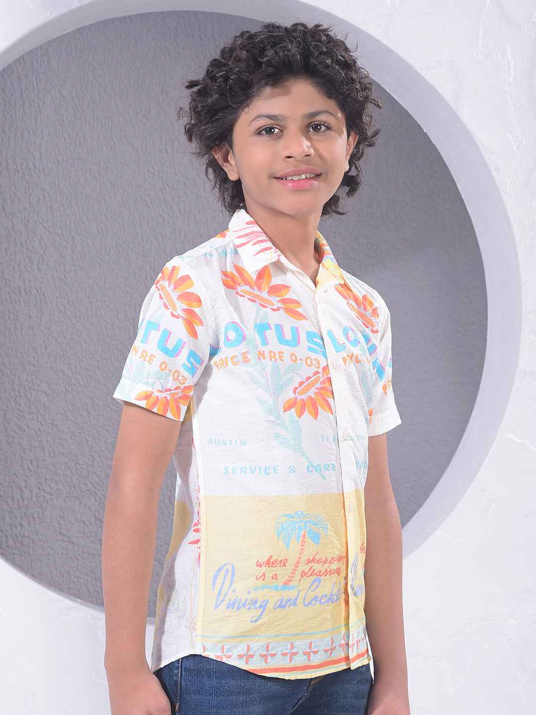 Multi-Color Typographic Print Shirt