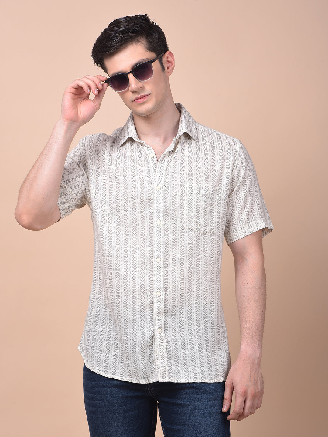 Urban Straight White Printed Shirt