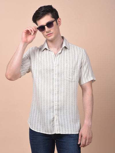 Urban Straight White Printed Shirt