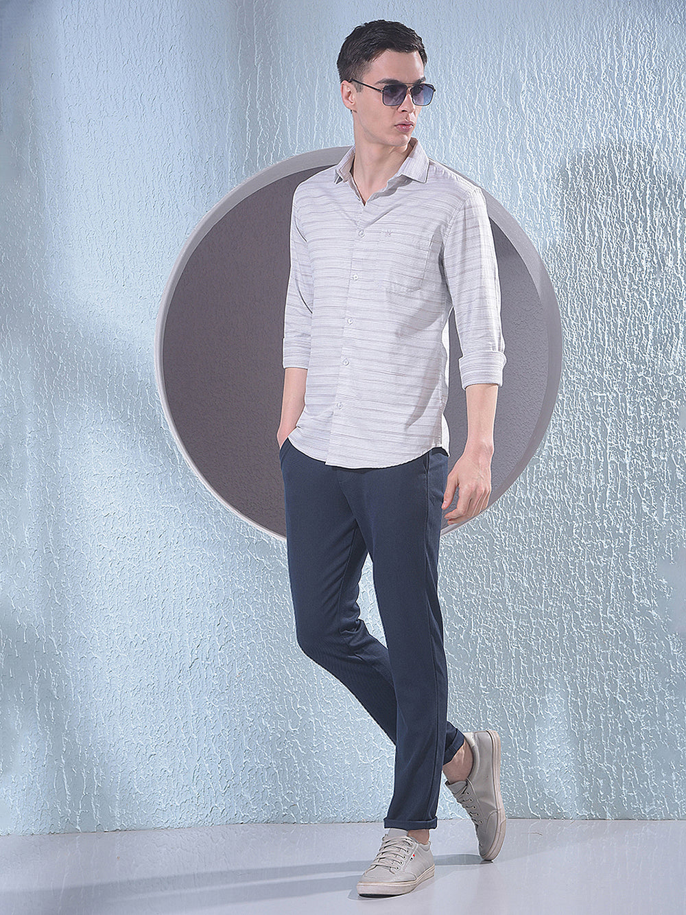 Grey Horizontal Stripes Shirt