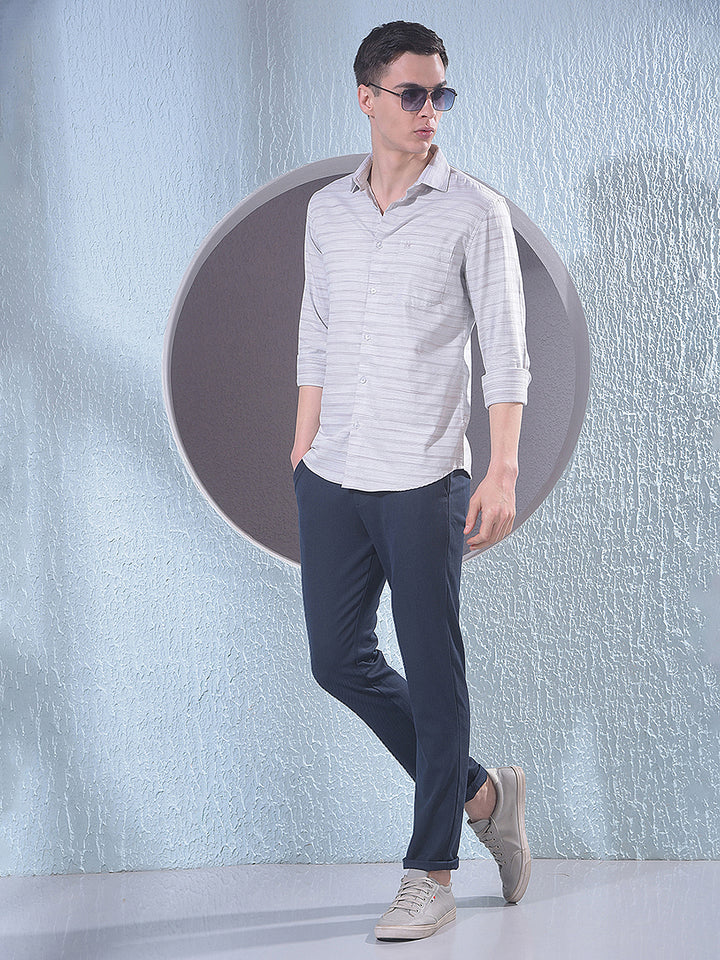 Grey Horizontal Stripes Shirt