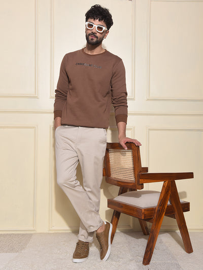 Urban Style Brown Sweatshirt with Brand Logo