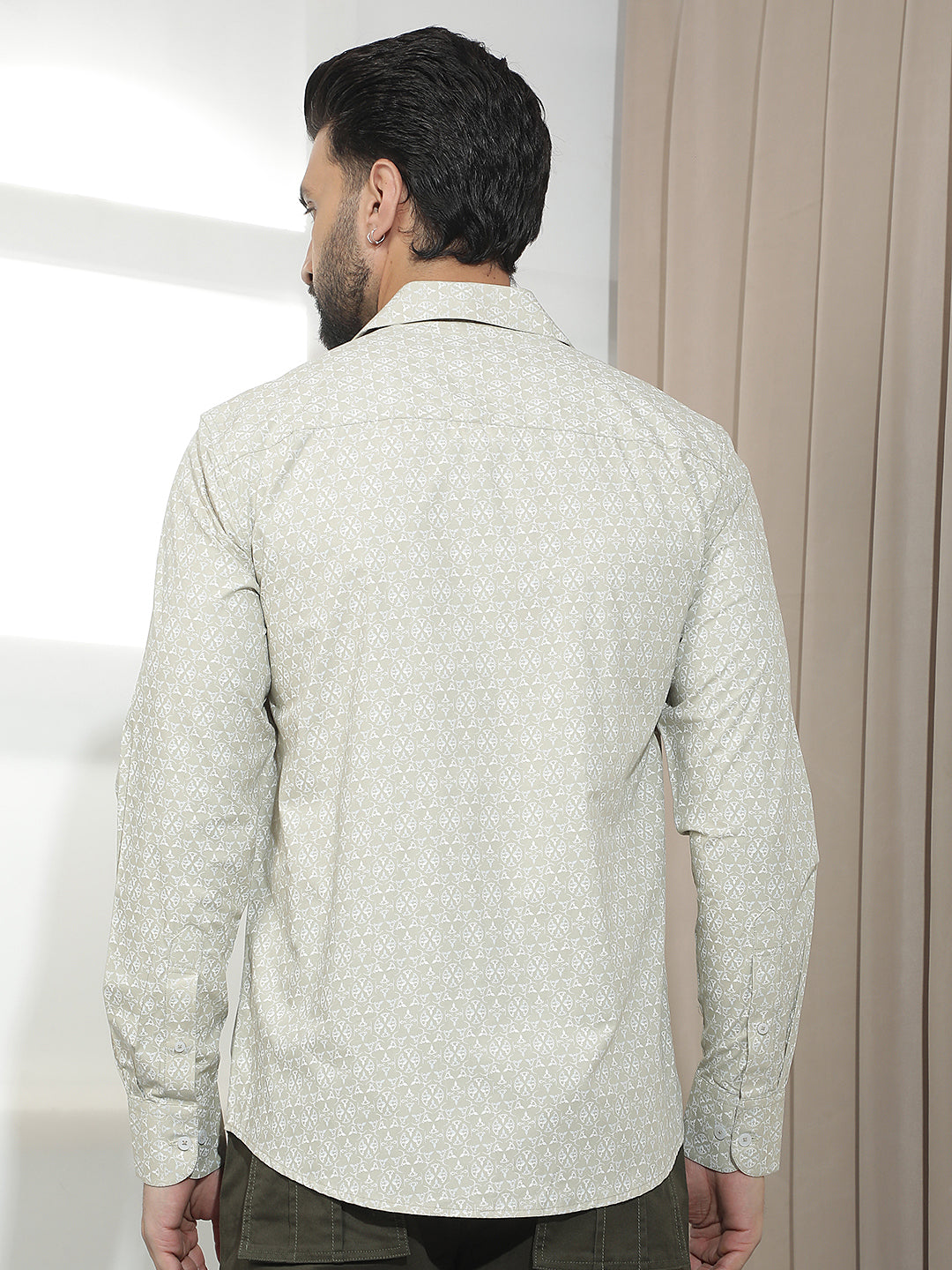Refined Moss Green Printed Shirt
