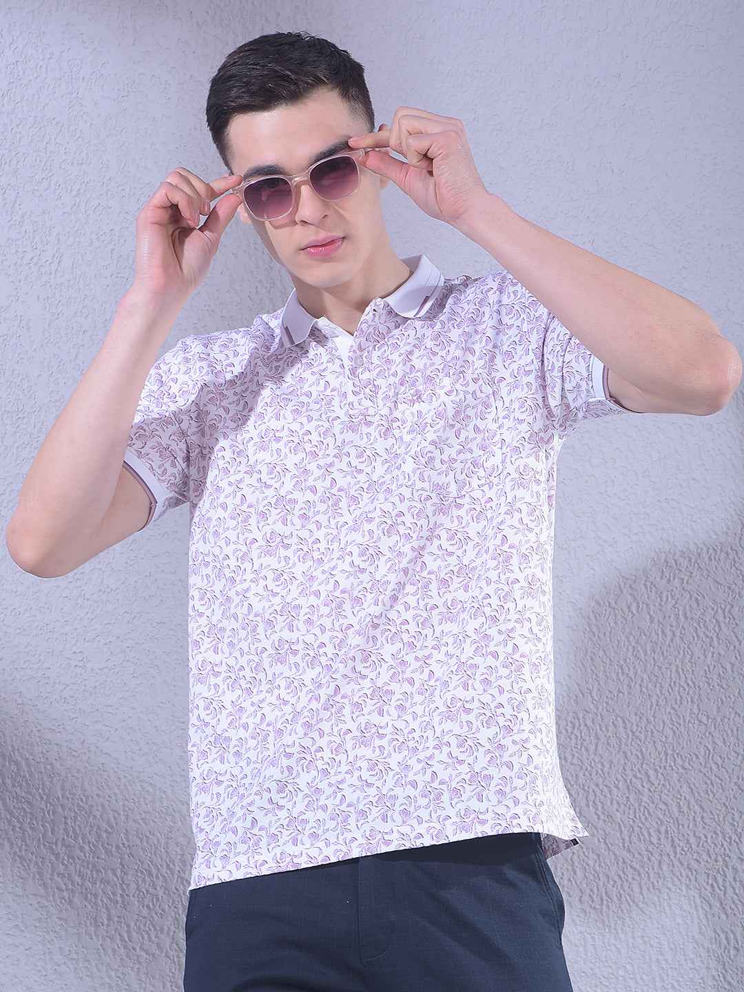 Purple Floral Print T-Shirt