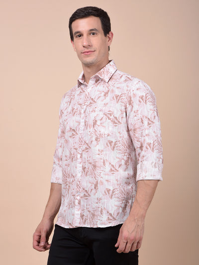 Peach Floral Print Shirt