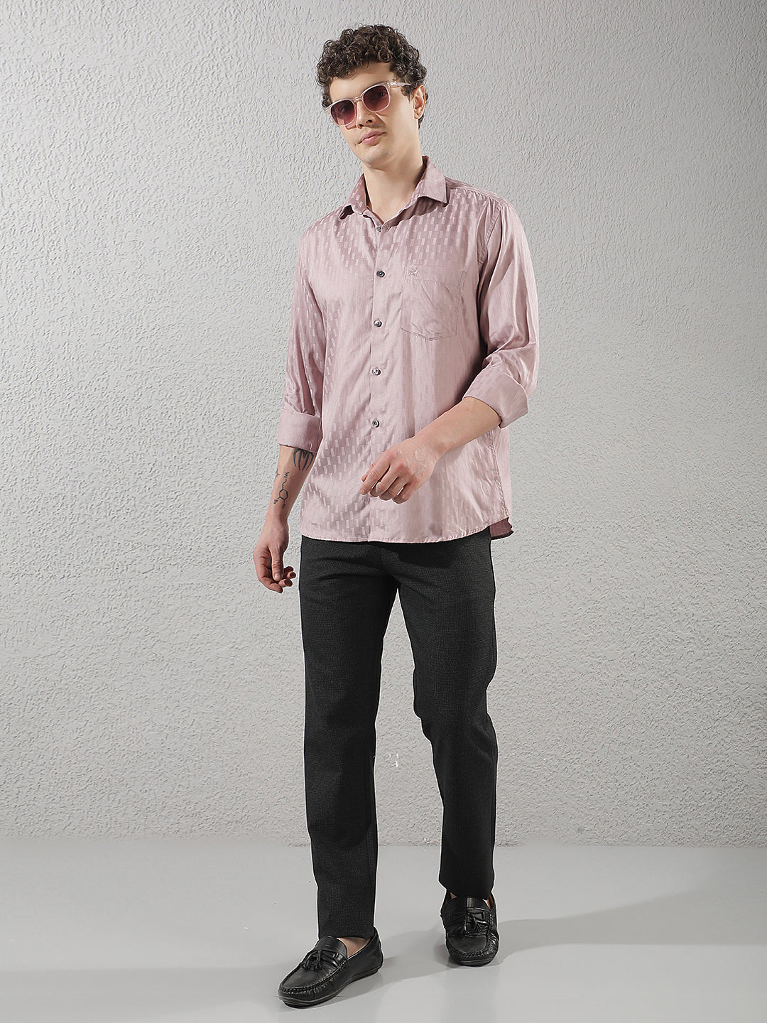 Purple Smart Casual Printed Shirt
