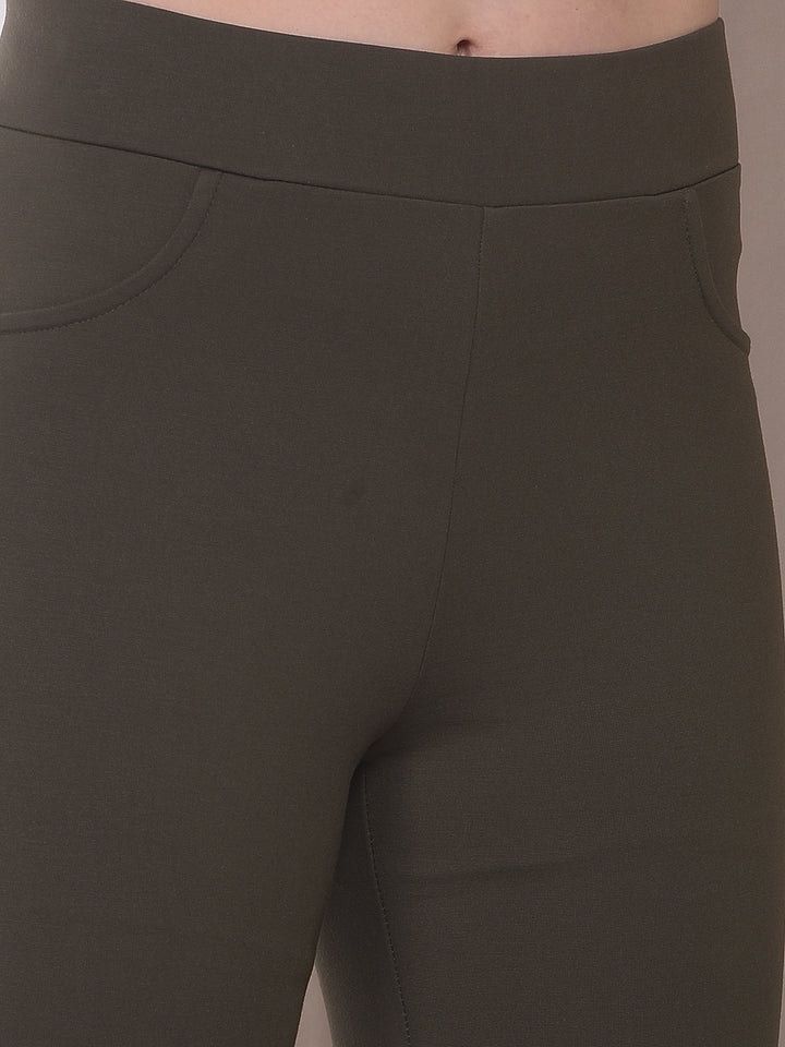 Olive Bootcut Treggings