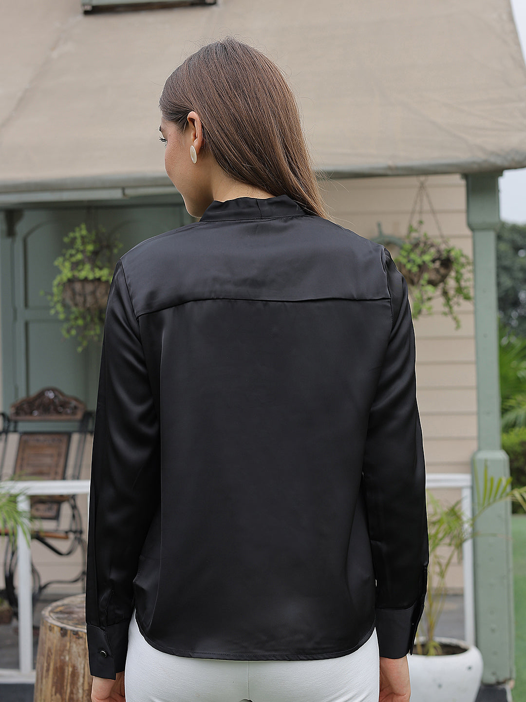 Black Bow Neck Top