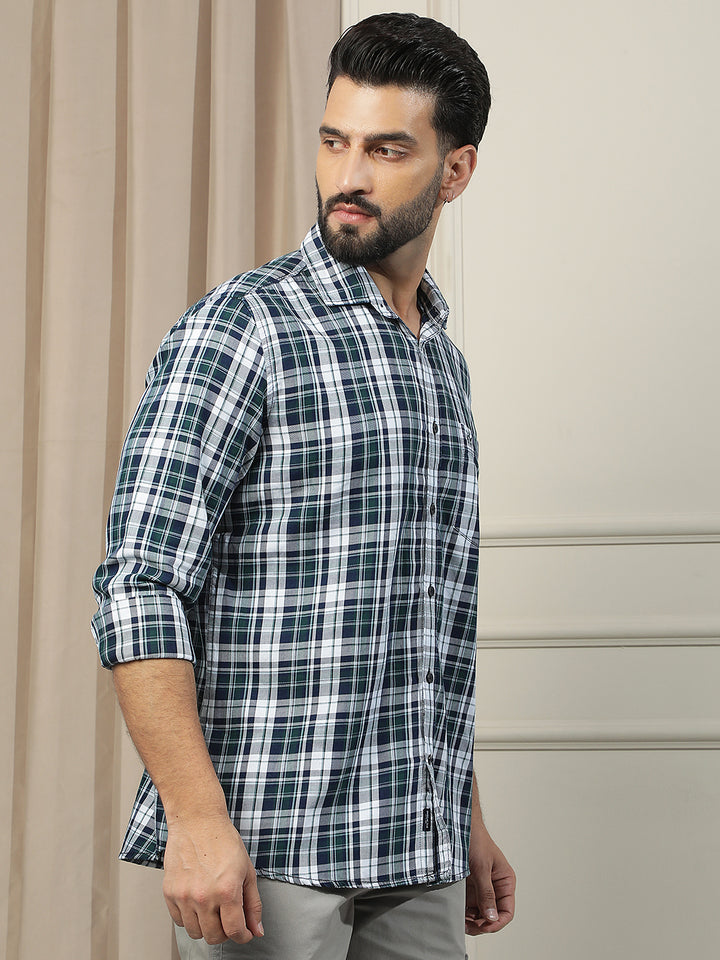Forest Green 100% Cotton Checked Shirt
